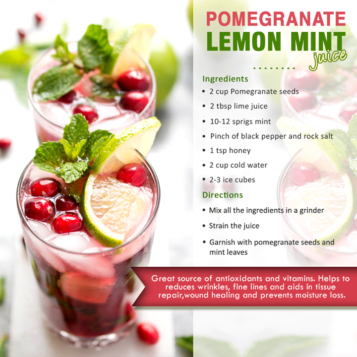 pomegranate lemon mint smoothies benefits of healthy juices and recipes