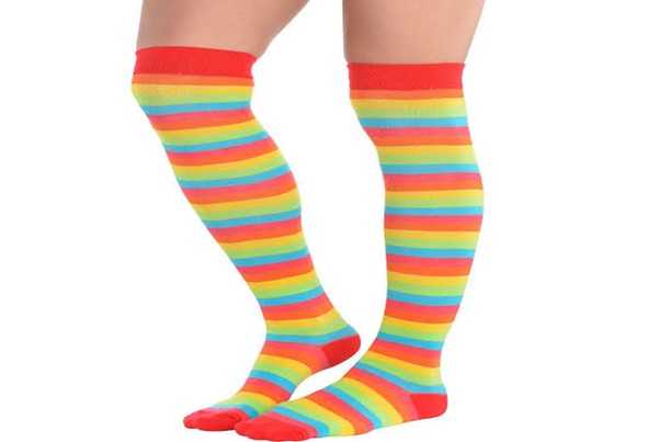 multi colored striped socks