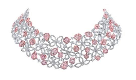 pink and white diamond necklace