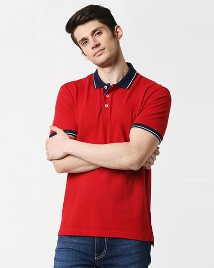 chili pepper half sleeve tipping polo men