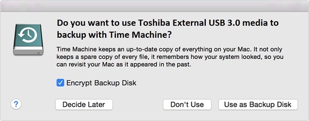 backup with time machine popup