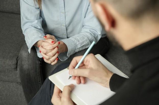 woman taking consultation on mental health
