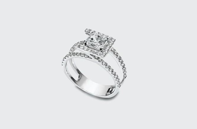 silver plated diamond ring