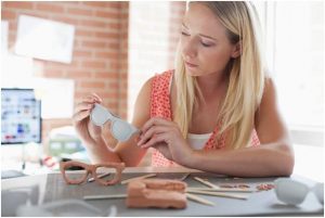 industrial designer working on prototype