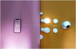 a cell phone is connected to a light switch