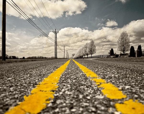 double yellow line in the middle of the road