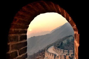 great wall china sunset
