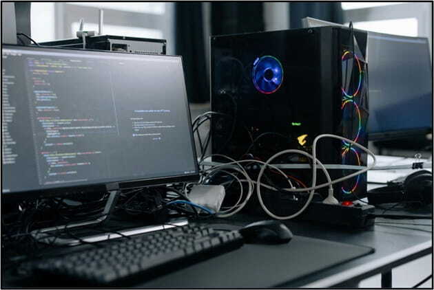 workstation while working on the webpage