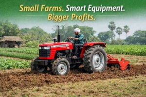 farmer pluging field with tractor