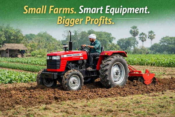 farmer pluging field with tractor
