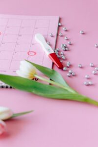 white and green flower on pink table