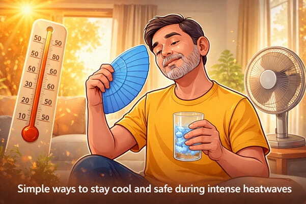 person staying cool indoors during extreme heat