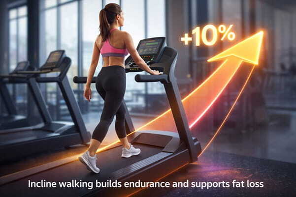 person walking on incline treadmill