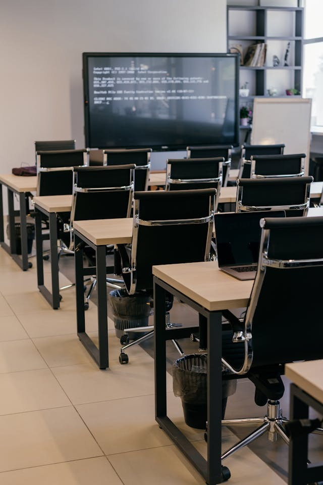 office chairs and wooden tables