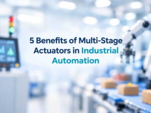 5 Benefits of Multi-Stage Actuators in Industrial Automation robotic arm and conveyor in automated factory