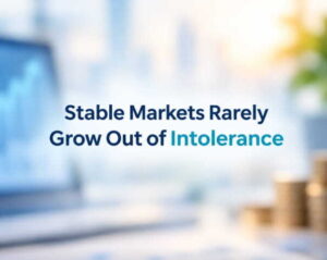 Stable Markets Rarely Grow Out of Intolerance blurred financial market workspace