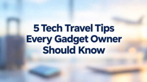 5 Tech Travel Tips Every Gadget Owner Should Know blurred travel scene with tech gadgets