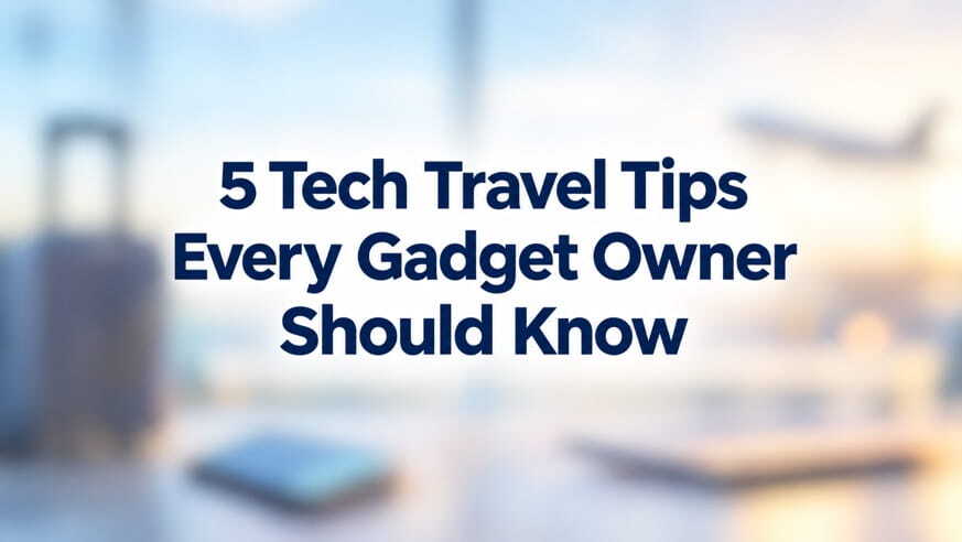 blurred travel scene with tech gadgets