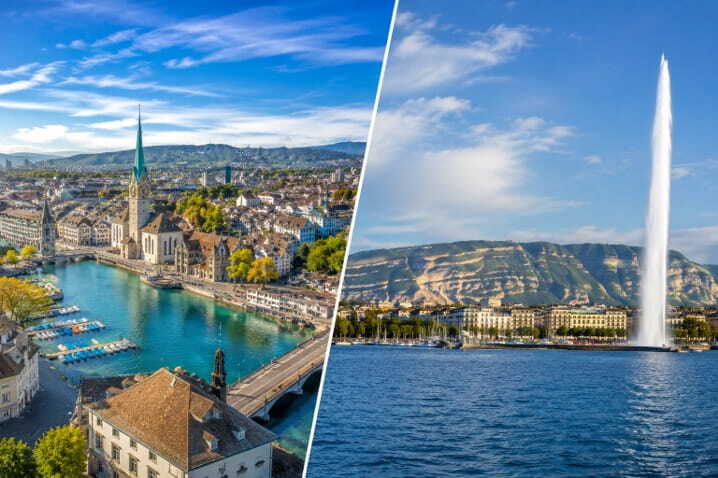 two major swiss cities - zurich and geneva