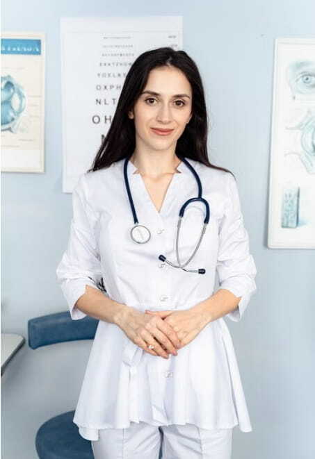 an optometrist with a stethoscope