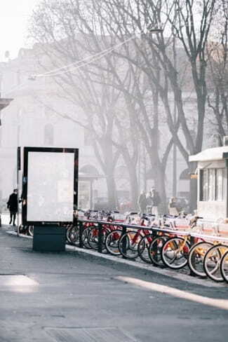 bicycles on the sidewalk