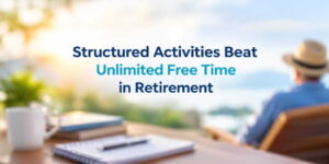Structured Activities Beat Unlimited Free Time in Retirement retirement planning with books and planner